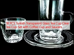 18 PCS Coupe de thé en verre turc transparent Coupe de thé claire Avec tasse à café et soucoupes