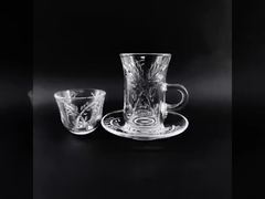 18 PCS турецкая стеклянная чайная чашка Тарелка Прозрачные стеклянные чайные чашки и тарелки турецкая чайная чашка набор