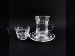 18 PCS турецкая прозрачная стеклянная чашка для чая Прозрачная чашка для чая набор с чашками для кофе и тарелками