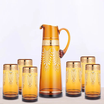 Delicate Water Jug And Cup Set Handmade Glass Pitcher And Cup Set