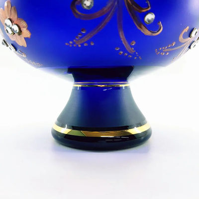 Arabic Luxury Glass Fruit Bowls Handmade 88mm Height Real Gold