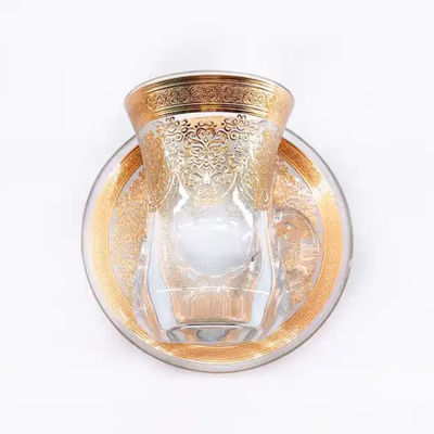6 Saucers Tea Cup Arabic Premium Authentic Turkish Style Tea Glasses