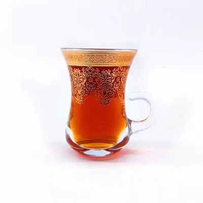 6 Saucers Tea Cup Arabic Premium Authentic Turkish Style Tea Glasses