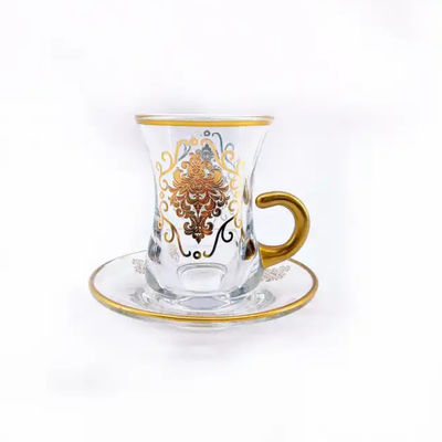 Crystal glass Turkish Tea Cup And Saucer Set Arabic Style Tea Cup
