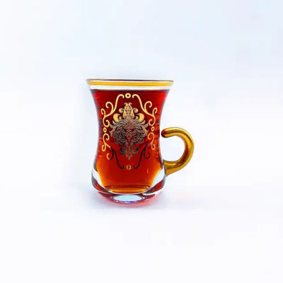 Crystal glass Turkish Tea Cup And Saucer Set Arabic Style Tea Cup