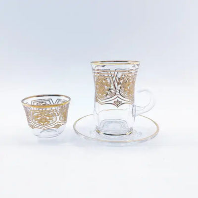 12PCS Arabic Tea Cup Glass Round Exquisite Traditional Arabic Coffee Set