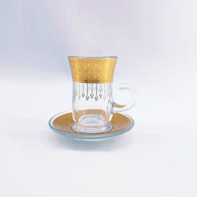 Gold Turkish Style Tea Cups Sets Smooth Polished 126ml Volume