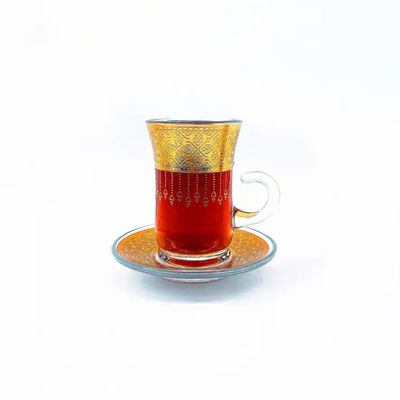 Gold Turkish Style Tea Cups Sets Smooth Polished 126ml Volume