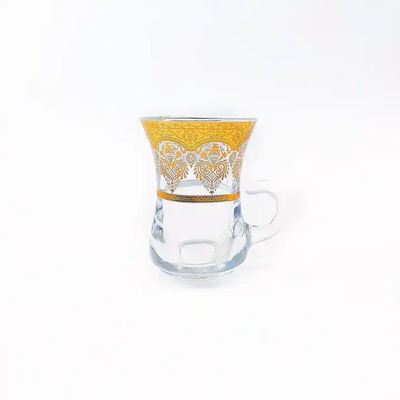 Small Turkish Arabic Tea Cup Sets Saucers Glass German Real Gold