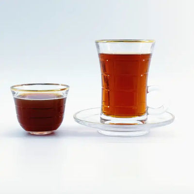 Premium Glass Arabic Coffee Cup Mug Transparent 6 Cups Saucers
