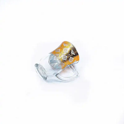 12Pcs Arabic Tea Cup Decorated Glass Lebanese Tea Cups 84mm Height