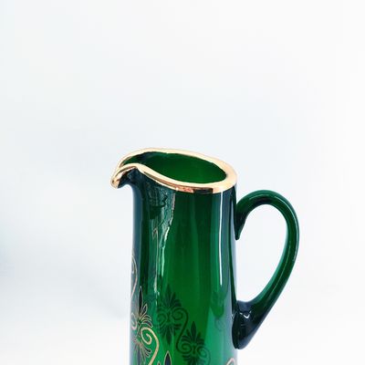 Green Glass Jug And Tumbler Set Premium Material Microwave Safe No