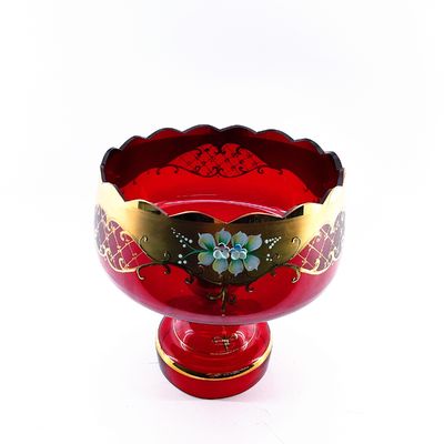 Daily Decorative Glass Fruit Bowls Piled Flower Pattern Smooth Surface