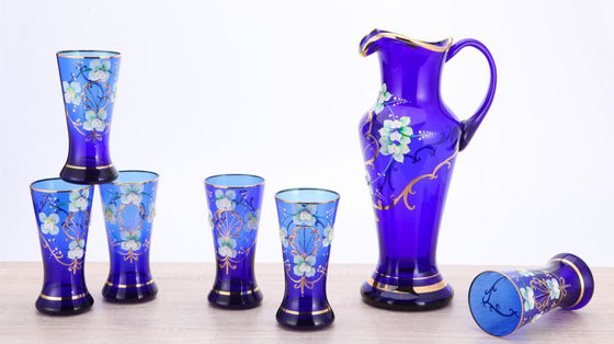 7pcs Water Jug Glass Set Purple Restaurant Glass Carafe Set Heat Resistant