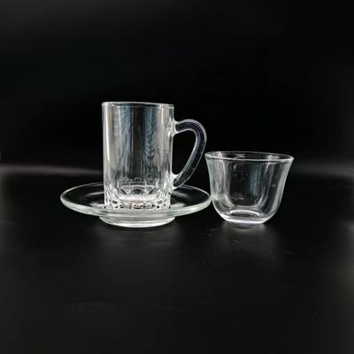 Tea Cup Coffee Cups Drinking Sets with Transparent Glass Fashion Design Cup Sets for Tea Water Milk Coffee