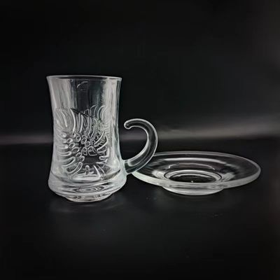 Glass Materials Tea Cup Sets Arabian Style Crystal Transparent Glass Tea Cups For Tea Coffee