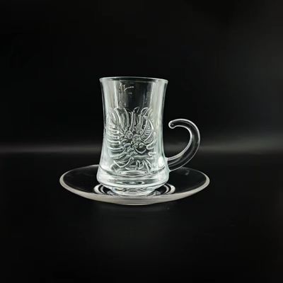Glass Materials Tea Cup Sets Arabian Style Crystal Transparent Glass Tea Cups For Tea Coffee