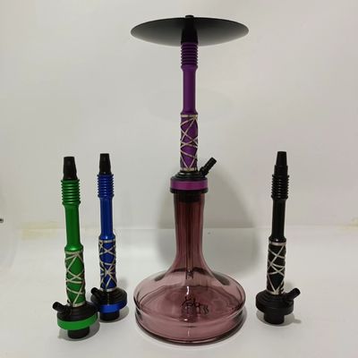 Portable And Modern Aluminum Hookah Handmade Shisha Color Glass Chicha Flask Smoke Glass Shisha For Smoking Sheesha