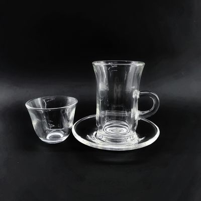 Glass Arabic Teacups Set Of 6 Turkish Coffee Cups 108ml Capacity