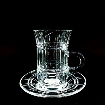 18pcs Glass Tea Cup Sets Turkish Tea Cup And Cawa Cup With Middle-East Dubai Style For Drinking