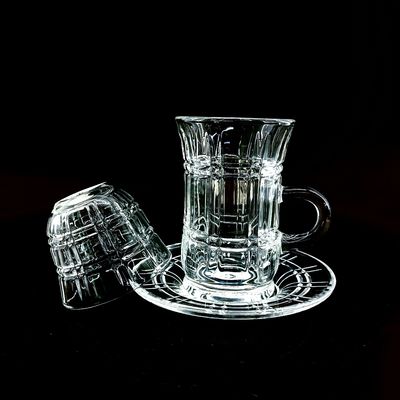 18pcs Glass Tea Cup Sets Turkish Tea Cup And Cawa Cup With Middle-East Dubai Style For Drinking