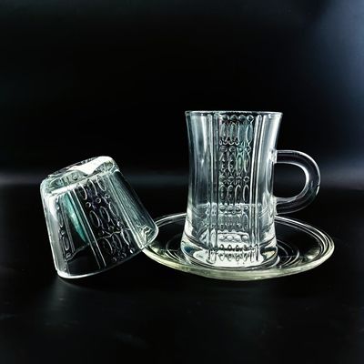 Clear Turkish Tea Cup Sets Transparent Cawa Cup Saucers Tea Cup With Wholesale Price Customized Logo Packing