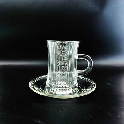 Clear Turkish Tea Cup Sets Transparent Cawa Cup Saucers Tea Cup With Wholesale Price Customized Logo Packing