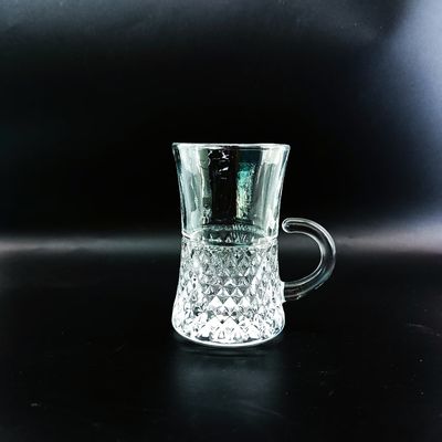 Machine Made Turkish Tea Cup And Cawa Cup Sets Crystal Glass With Cutting Design Can Customized Logo Make Different Combination