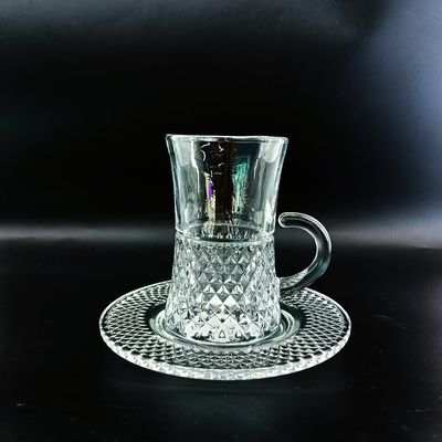 18 PCS Wholesale Price Turkish Transparent Glass Tea Cup Set With Customized Design