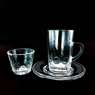 18 PCS Turkish Transparent Glass Tea Cup Clear Tea Cup Set With Coffee Cup And Saucers