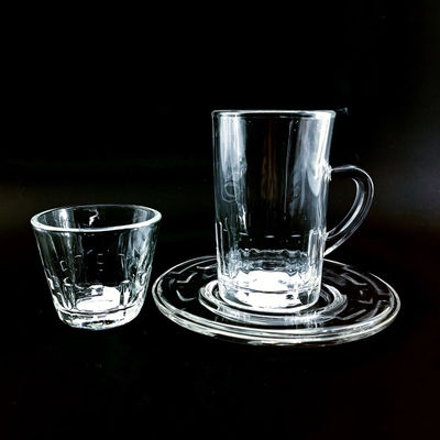 18 PCS Factory Price Arabic Glass Tea Cups Turkey Cup Set With Caucers