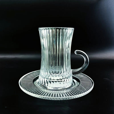 Wholesale Price 18 PCS Turkish Glass Cawa Cup With Saucer Tea Cup Set With Customized Design