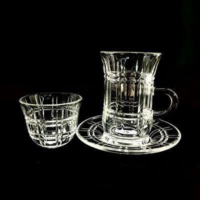 Best Selling Glossy Glass Of Arabic 18pcs Tea Cup And Cawa Cup With Saucer