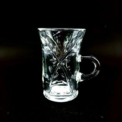 Elegant Round Glass Tea Cup Set With 6 Cups
