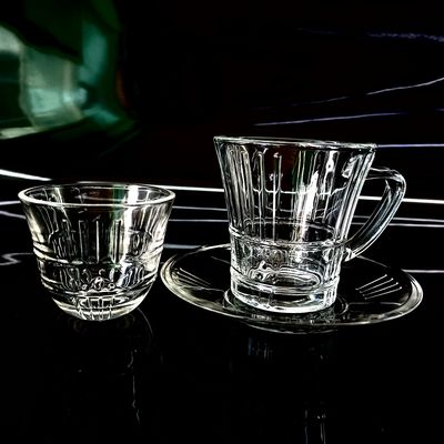 Middle East 2025 Style Transparent Glass Coffee Tea Drinking Sets High Quality