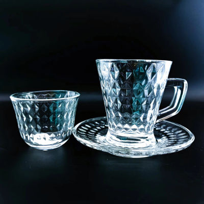 18PCS Original Glass Tea Cup Arabic Style With Cawa Cup And Saucers