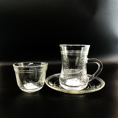 Middle East 2025 Style Transparent Glass Coffee Tea Drinking Sets High Quality