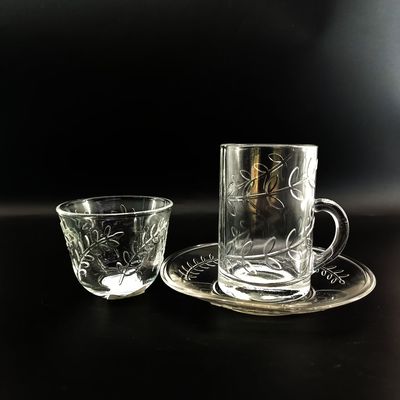 Glossy Premium Glasses Coffee Tea Cup Saucer Sets Arabian Style