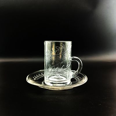 Glossy Premium Glasses Coffee Tea Cup Saucer Sets Arabian Style