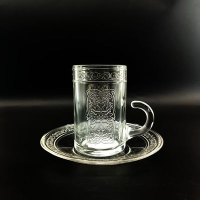Tea Cup Gift Sets Crystal Materials Transparent Glass Arabian Style Tea Cups For Milk Coffee Afternoon Tea Customized Acceptable