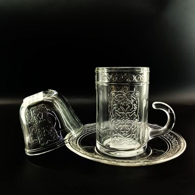 Tea Cup Gift Sets Crystal Materials Transparent Glass Arabian Style Tea Cups For Milk Coffee Afternoon Tea Customized Acceptable