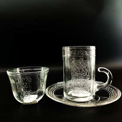 Tea Cup Gift Sets Crystal Materials Transparent Glass Arabian Style Tea Cups For Milk Coffee Afternoon Tea Customized Acceptable