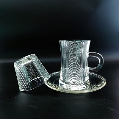 High Quality Tea Cup And Cawa Cup With Transparent Cutting Glass 18 Pcs Sets Tea Coffee Drinking Cups Customized Logo Acceptable
