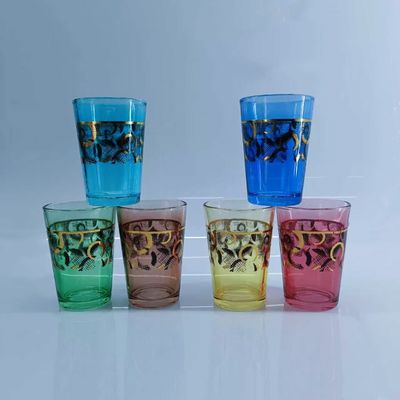 Authentic Morocco Beer Cup Set 120ml Traditional Design Clear Glass Tea Cup Arabic / Dallah Set