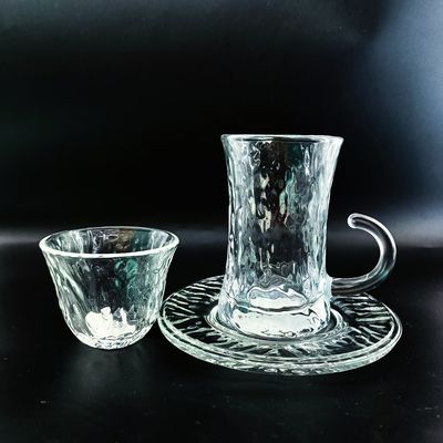 Machine Made Turkish Tea Cup Sets Cawa Cup Saucers With Cutting Design