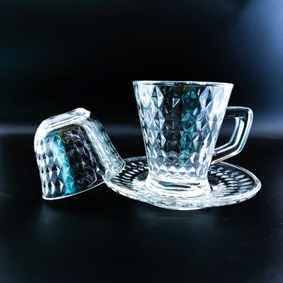 Turkish Cawa Cup Saucer Transparent Glass Tea Cup Sets OEM ODM