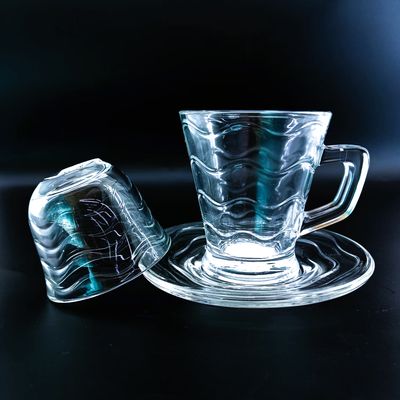 Turkish Cawa Cup Saucer Transparent Glass Tea Cup Sets For Drinking Function
