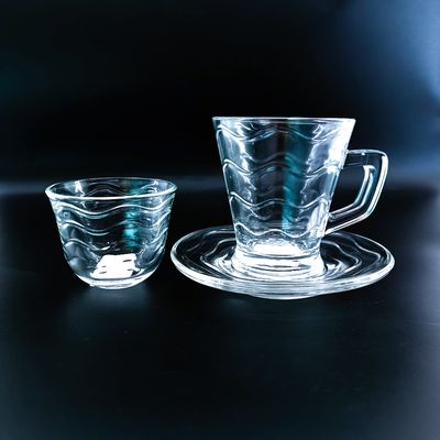 Turkish Cawa Cup Saucer Transparent Glass Tea Cup Sets For Drinking Function
