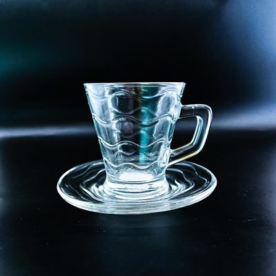 Turkish Cawa Cup Saucer Transparent Glass Tea Cup Sets For Drinking Function