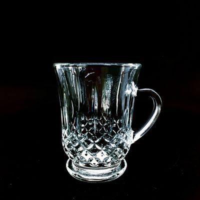 Transparent Glass Simple Style With Lattice Design Tea Cup Sets New Design Coffee Drinking Sets Crystal Glass For Milk Afternoon